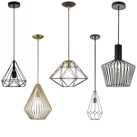 geometric wire pendant light