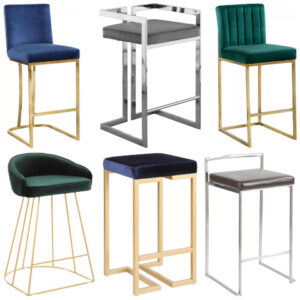 glam metal base counter stool