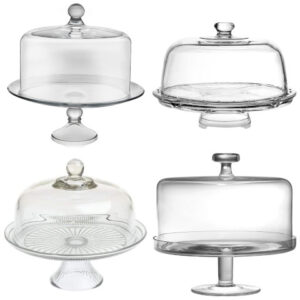 glass cake stand with dome