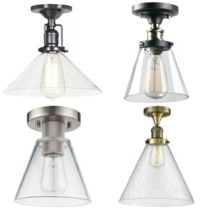 glass cone semi flush mount light
