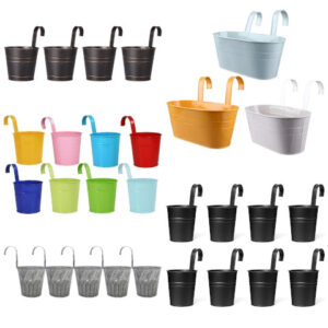 metal flower pots with hooks