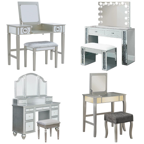 mirrored vanity set