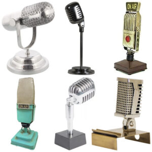 vintage microphone sculpture