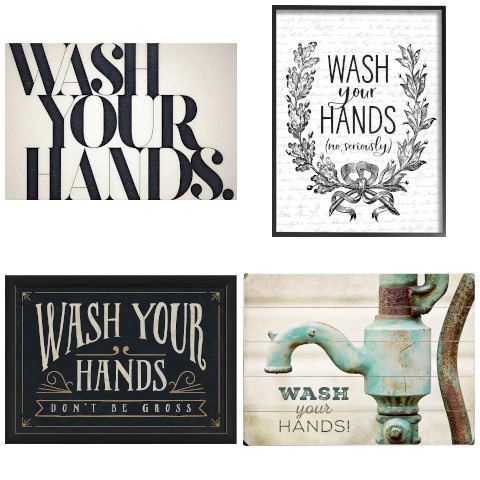 wash your hands textual wall art