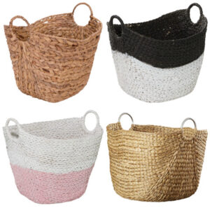 water hyacinth basket with round handles
