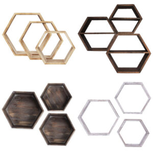 wooden hexagon shelves