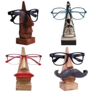 wooden nose shaped eyeglass holder