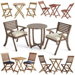 wooden outdoor bistro set