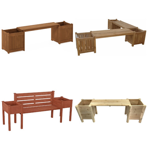 wooden planter bench