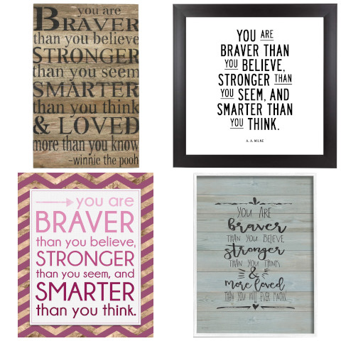 you are braver than you believe textual wall art