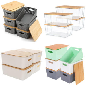 storage bins with bamboo lids