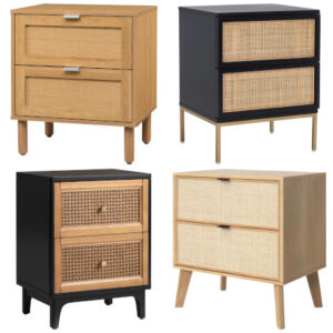 two drawer nightstand with rattan frontal