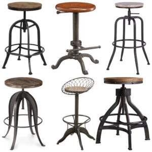 wood and metal adjustable bar stool
