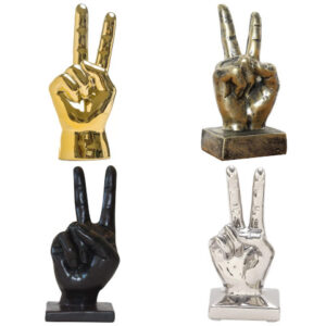 peace sign hand sculpture