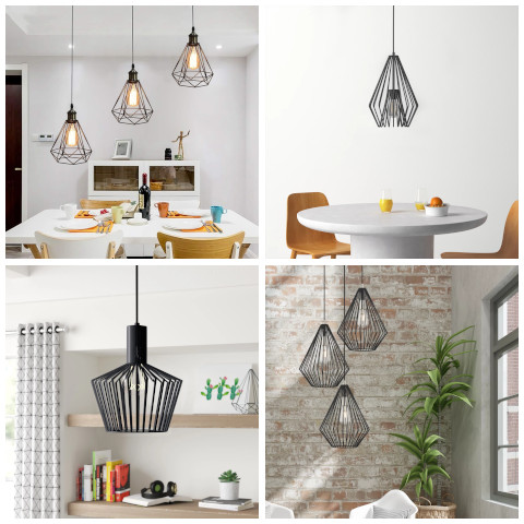 geometric wire pendant light