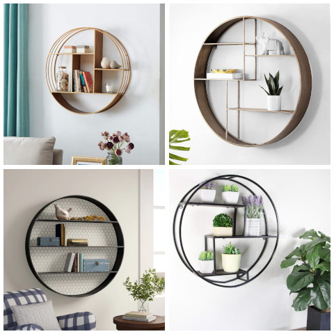 round metal wall shelf