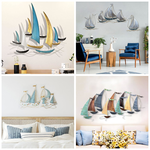 sailboats metal wall decor