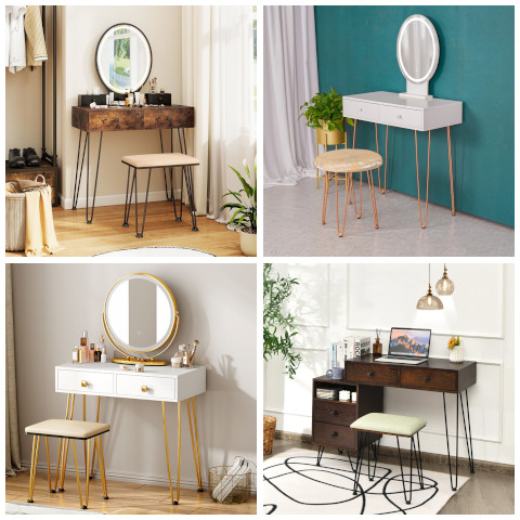 vanity set with hairpin legs