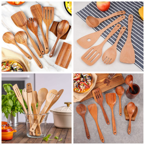 wooden cooking utensil set