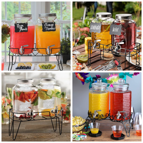 double glass beverage dispenser with stand