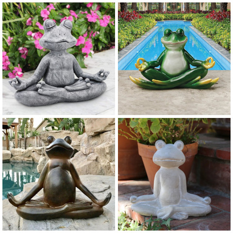 meditating frog garden statue