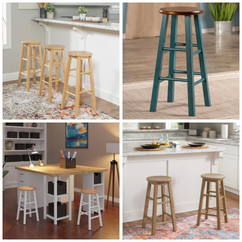 round wooden bar stool