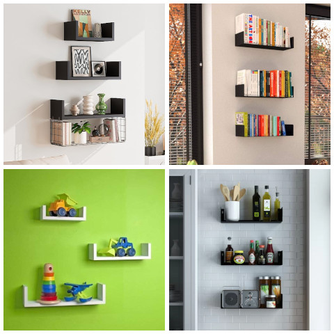 u-shaped floating shelves