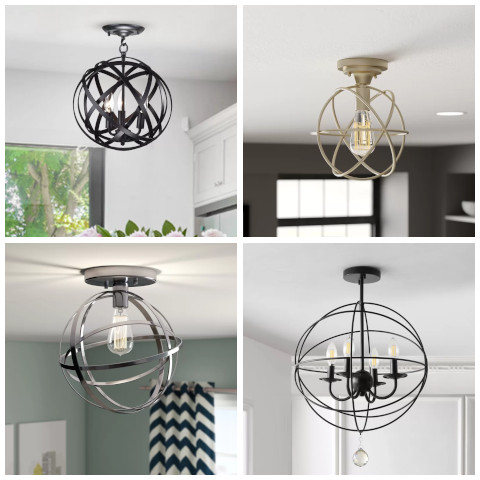 caged globe semi flush mount light