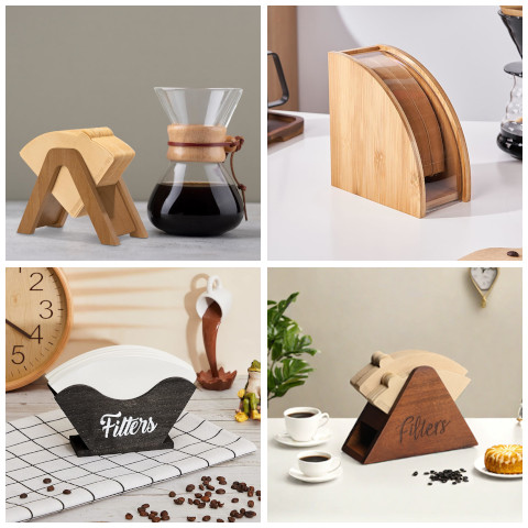 wooden coffee filter holder