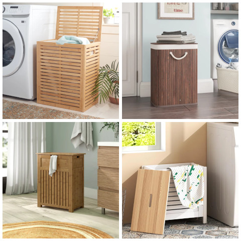 wooden laundry hamper