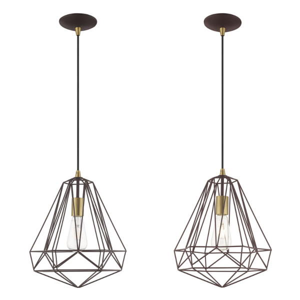 geometric wire pendant light