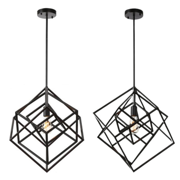 geometric wire pendant light