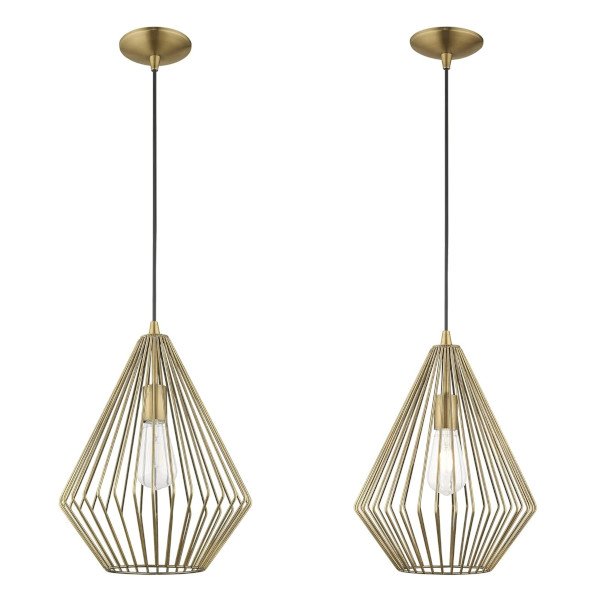 geometric wire pendant light
