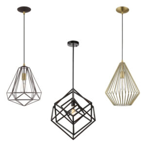 geometric wire pendant light