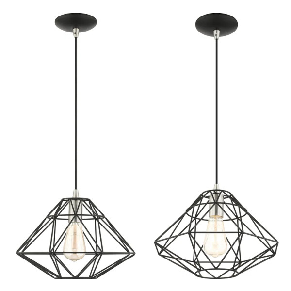 geometric wire pendant light