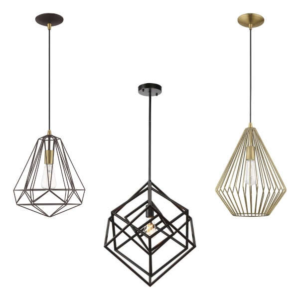 geometric wire pendant light