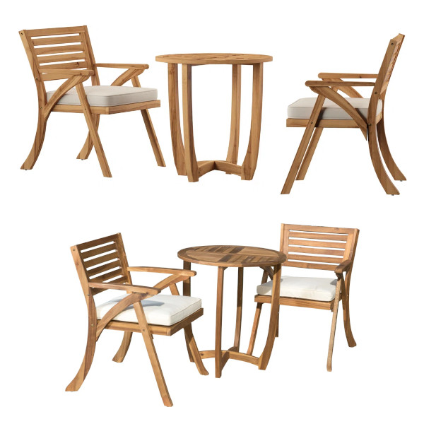 wooden outdoor bistro set