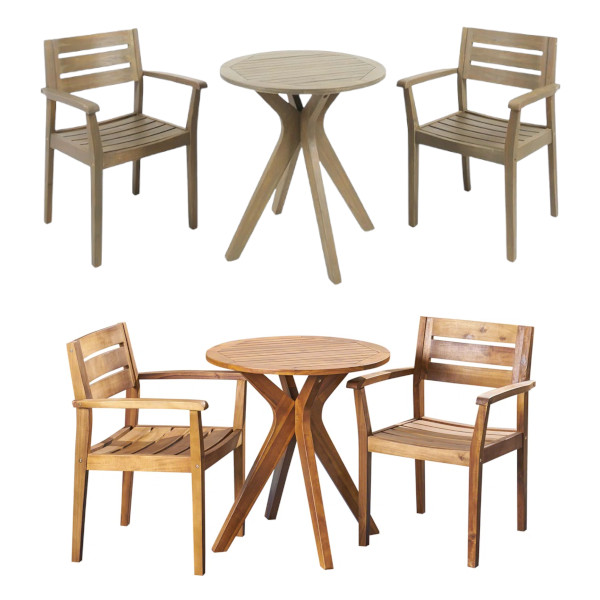 wooden outdoor bistro set