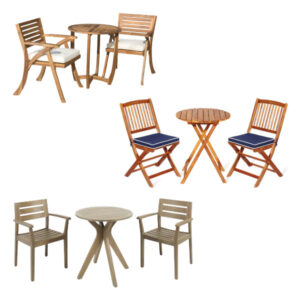 wooden outdoor bistro set