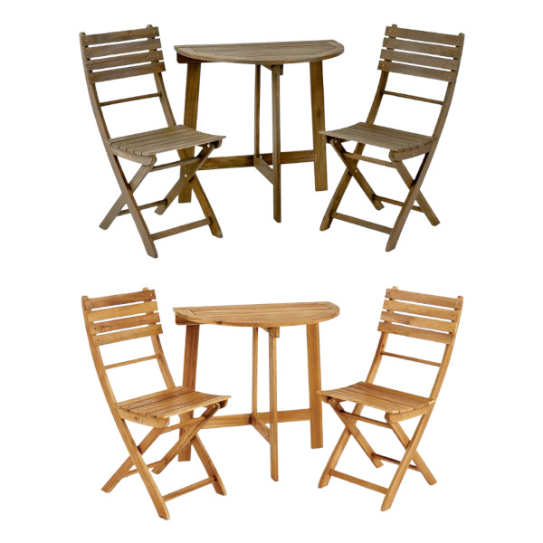 wooden outdoor bistro set