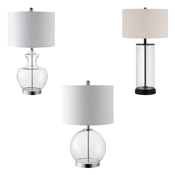 clear glass base table lamp