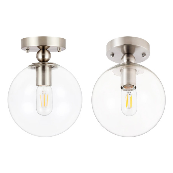 glass globe semi flush mount light