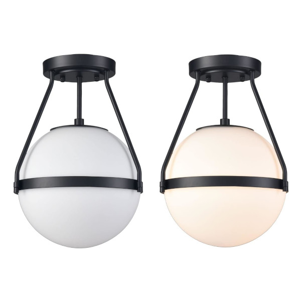 glass globe semi flush mount light