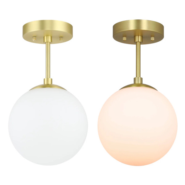 glass globe semi flush mount light