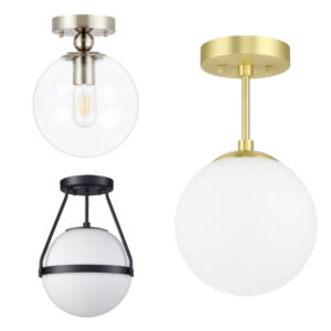 glass globe semi flush mount light