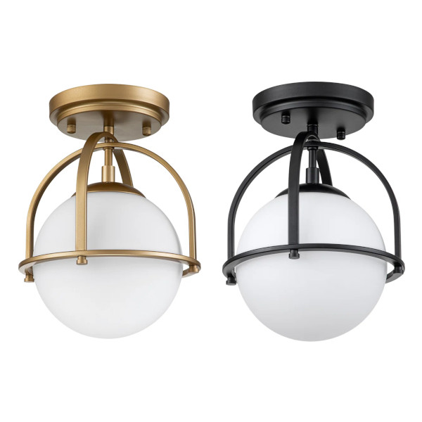 glass globe semi flush mount light