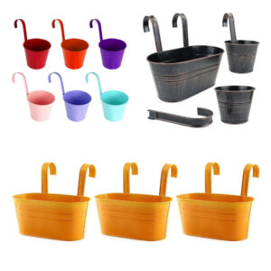 metal flower pots with hooks