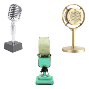 vintage microphone sculpture