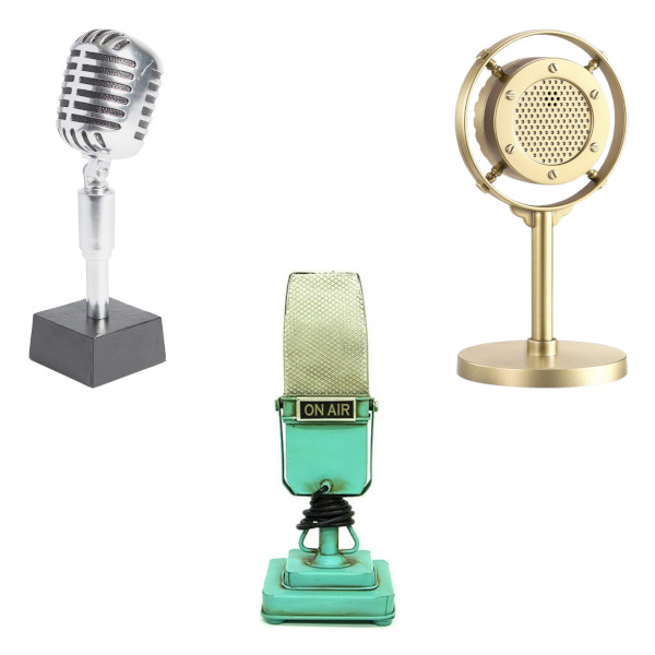 vintage microphone sculpture