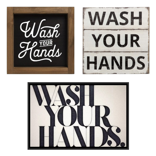 wash your hands textual wall art